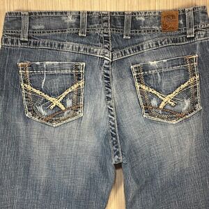 BKE Wendi Bootcut Jeans Women Size 32x31.5 Distressed Blue Denim